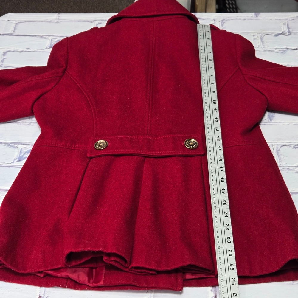 Michael Kors Womens Red Wool Blend Double Breasted Pea Coat Jacket Size 10 - Picture 11 of 12